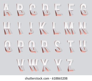 Bent paper cut font template alphabet vector illustration