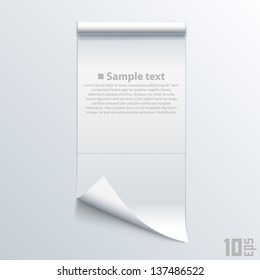 Bent piece of paper notebook, Vector illustration