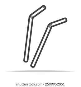 Bent plastic straw icon transparent vector isolated