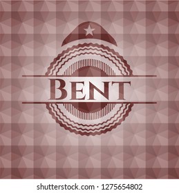 Bent red seamless badge with geometric pattern background.