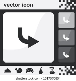 Bent to right arrow flat set of buttons vector icon.