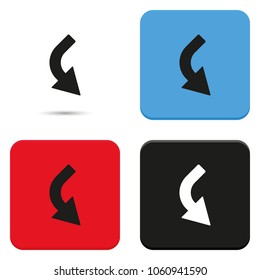Bent to right and down arrow flat vector icon.