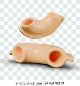 Bent short macaroni. Kind of Italian pasta in form of elbow empty tube