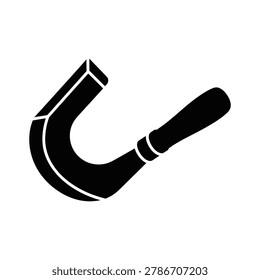 Bent wood chisel for carving and sculpting with woodworking carpentry handtool