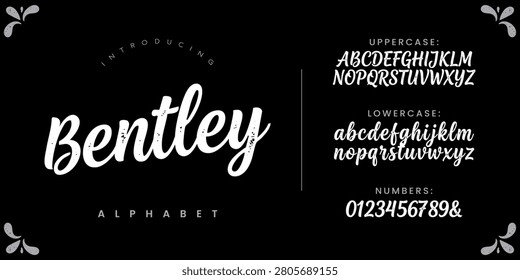 Bentley elegant flowing handwritten script font for sophisticated wedding invitations and luxury brand logos