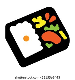 Bento box food flat icon emoji isolated on white background. Bento box illustration