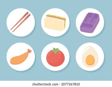 bento box and food icons