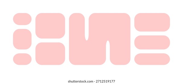 Bento box grid template, Pink geometric frames with rounded corners background collage for photo or scrapbook design.