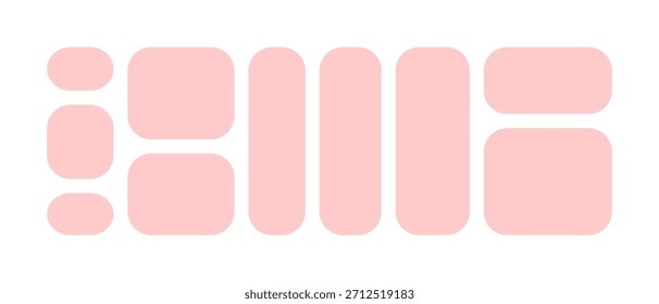 Bento box grid template, Pink geometric frames with rounded corners background collage for photo or scrapbook design.