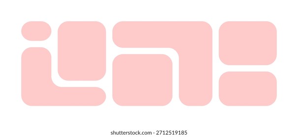 Bento box grid template, Pink geometric frames with rounded corners background collage for photo or scrapbook design.