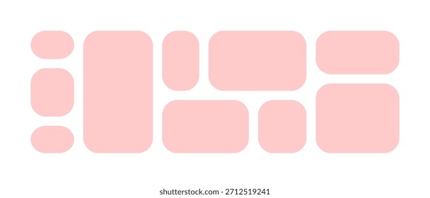 Bento box grid template, Pink geometric frames with rounded corners background collage for photo or scrapbook design.