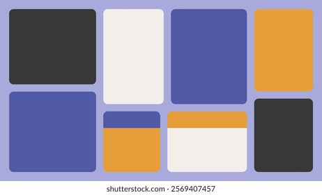 Bento box template. Y2K collage grid shapes. Geometry modular moodboard frames. UI design elements border. Label textboxes composition pack. Trendy blocks blank layout. Vector flat illustration.