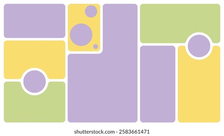 Bento box template. Y2K collage grid shapes. Geometry modular moodboard frames. UI design elements border. Label textboxes composition pack. Trendy blocks blank layout. Vector flat illustration.