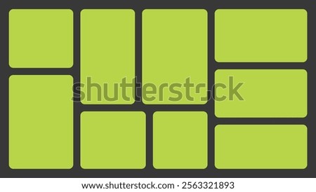 Bento box template. Y2K collage grid shapes. Geometry simple modular moodboard frames. UI design elements border. Trendy blocks blank layout. Vector flat illustration.