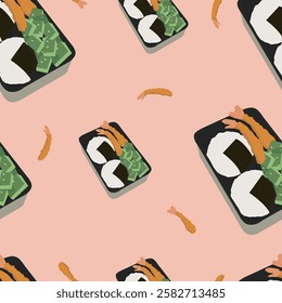 Bento Food Pattern Background Illustration