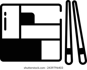 Bento glyph and line vector illustration