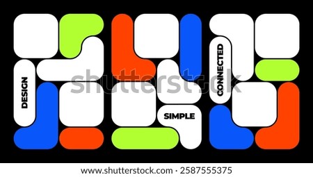 Bento Grid Abstract Geometric Shapes. Vector Y2K Background Design. Modern Trendy and Futuristic Pattern. Concept of Simple UI Graphics