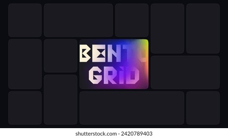 Bento grid. Cards layout in bento box tiles style design template