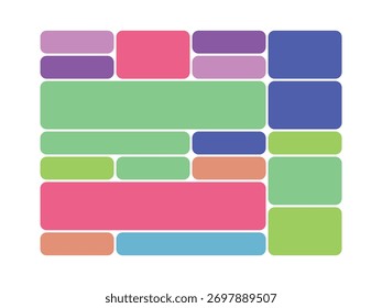 Diseño de cuadrícula de Bento rectángulos y cuadrados abstractos y coloridos dispuestos en un patrón de cuadrícula, diseño vibrante y moderno