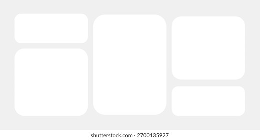 Bento-Gitteranordnung. Ui Grid-Layout. Platzhalter-Drahtmodell. Vektorgrafik