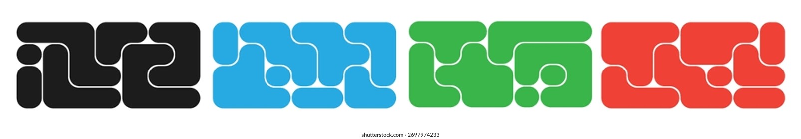  Bento grid modular tiles set, rounded squire blocks in black blue green and red forming geometric layout for UI design dashboards social posts brand templates and modern backgrounds