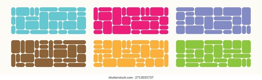 Conjunto de patrón de rejilla Bento color pastel marco moderno geométrico mínimo. Metaball y2k Plantilla para ui, Web, tienda del App