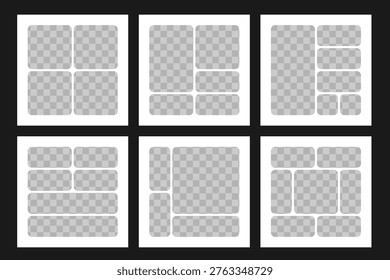 Bento grid template. Geometric tiles layout for square photo collage