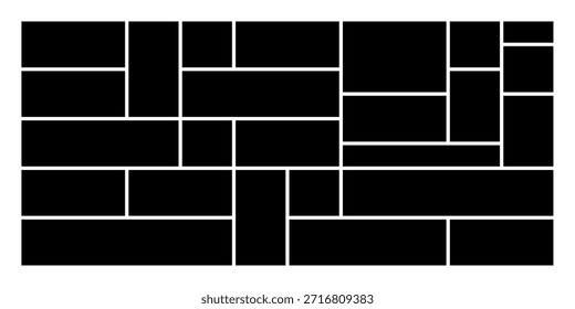 Bento grid vertical layouts. Geometric tiles pattern for photo collage, website layout