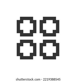 Bento like menu pixelated ui icon. Four squares. Chocolate menu representation. Navigation. Editable 8bit graphic element. Outline isolated vector user interface image for web, mobile app. Retro style