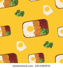 bento lunch box with egg seamless pattern