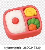 Bento Lunch Box Vector Icon Set | 3D icon set | bento box