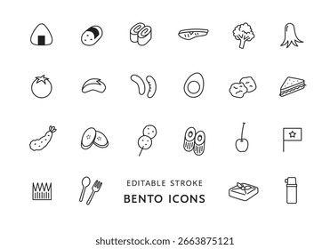 Bento side dish icon set
