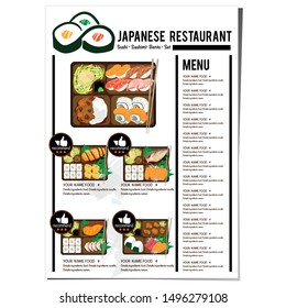 bento sushi set japanese food restaurant menu template design graphic