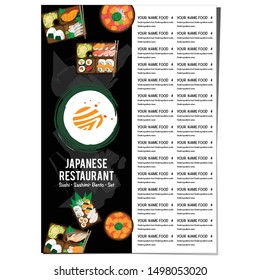 bento sushi set japanese food restaurant menu template design graphic