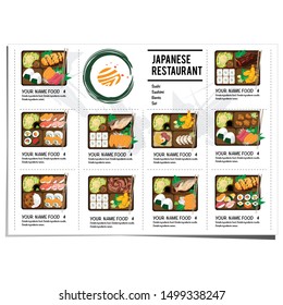 bento sushi set japanese food restaurant menu template design graphic