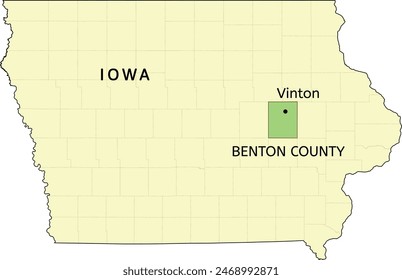 Benton County and city of Vinton location on Iowa state map