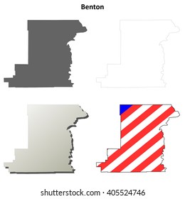 Benton County, Oregon blank outline map set