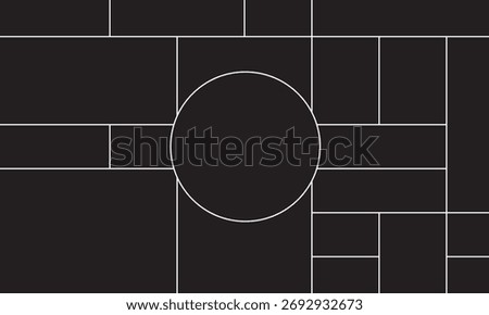 Bento-style grid layouts with abstract modern forms, creative comic-style panels, and diverse tile compositions in varying sizes ideal for contemporary vector and web design projects. Square circle.