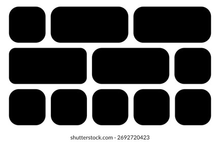 Bento-style layout grid templates featuring abstract modern shapes, web comic panels, and a variety of creative tile arrangements in different sizes  perfect for modern vector design sets.