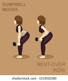 Bent-Over Row Dumpbell Moves Manga Gym Set Illustration