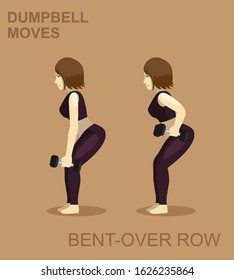 Bent-Over Row Dumpbell Moves Manga Gym Set Illustration