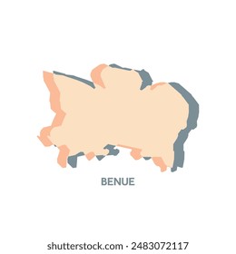 Benue Map - Mapa Mundial Plantilla Internacional de Vectores. Silueta de la región de Nigeria Ilustración vectorial