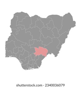 Mapa estatal de Benue, división administrativa del país de Nigeria. Ilustración vectorial.