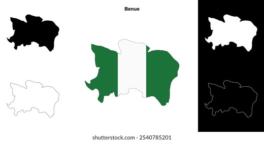 Benue state outline map set