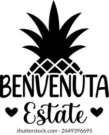 Benvenuta Estate Letras vetoriais de verão. Texto italiano: Welcome Summer.