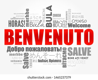 Benvenuto (Welcome in Italian) word cloud in different languages