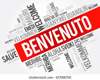 Benvenuto Welcome Italian Word Cloud Different Stock Vector (Royalty ...