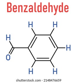 Benzaldehyde bitter almond odor molecule. Skeletal formula.