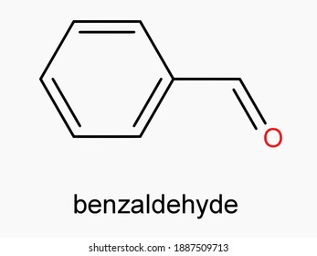 Benzaldehyde Molecule Atom Formula Isolated On White Background Organic Chemistry Molecular Structure Aromatic Compound