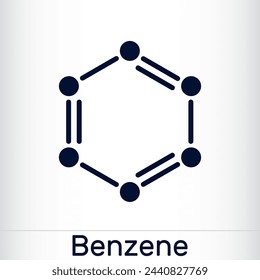 Benzene, benzol C6H6 molecule. Skeletal chemical formula. Vector illustration
